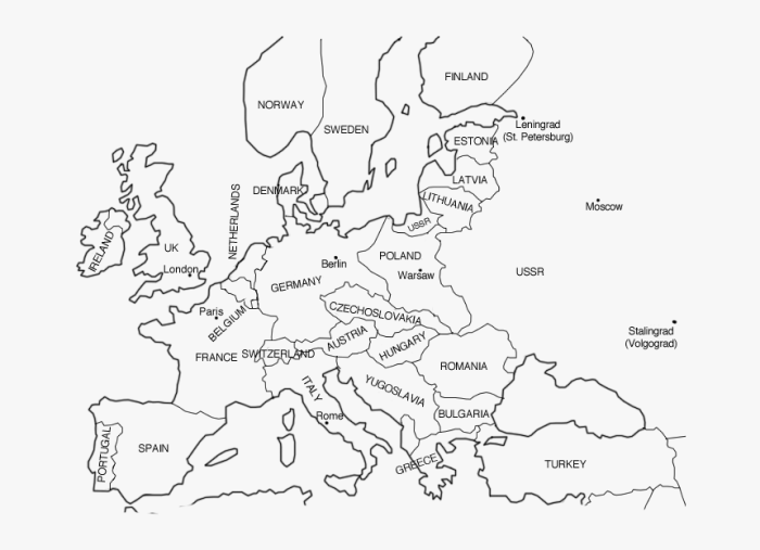 Blank map of wwii europe