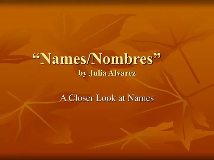 Nombres names julia alvarez key questions comprehension grade subject