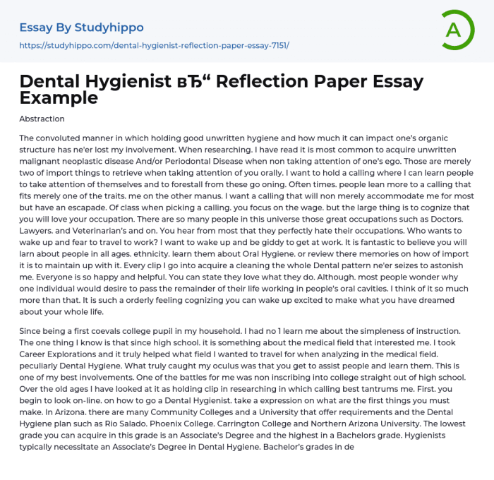 Why i want to be a dental hygienist essay