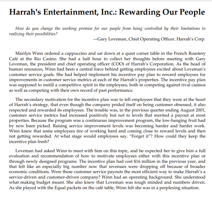 Harrah's entertainment inc rewarding our people