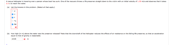 Helicopter has hovering rescue person preserver life solved problem over throws rescuers whose sunk boat water transcribed text been show